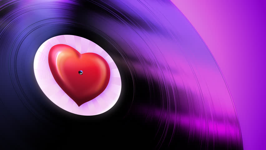 Love Tune (Loop). Gramophone record playing love melody in seamless loop.