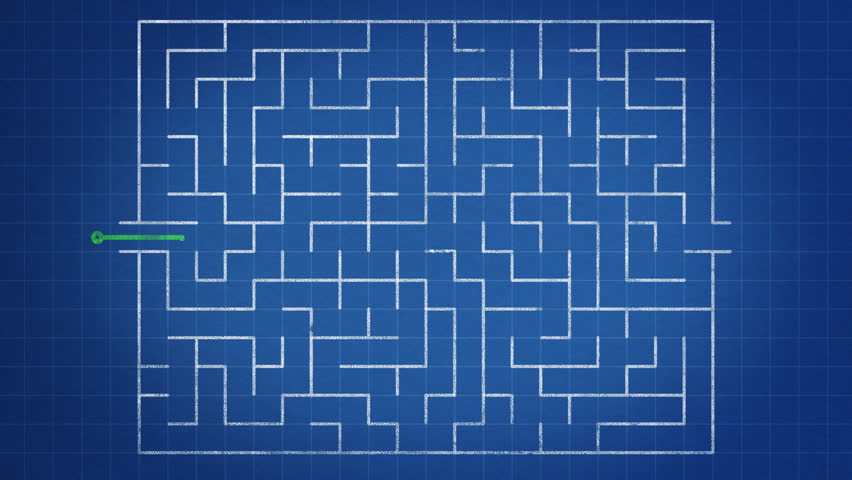 Maze gets drawn on a blueprint paper