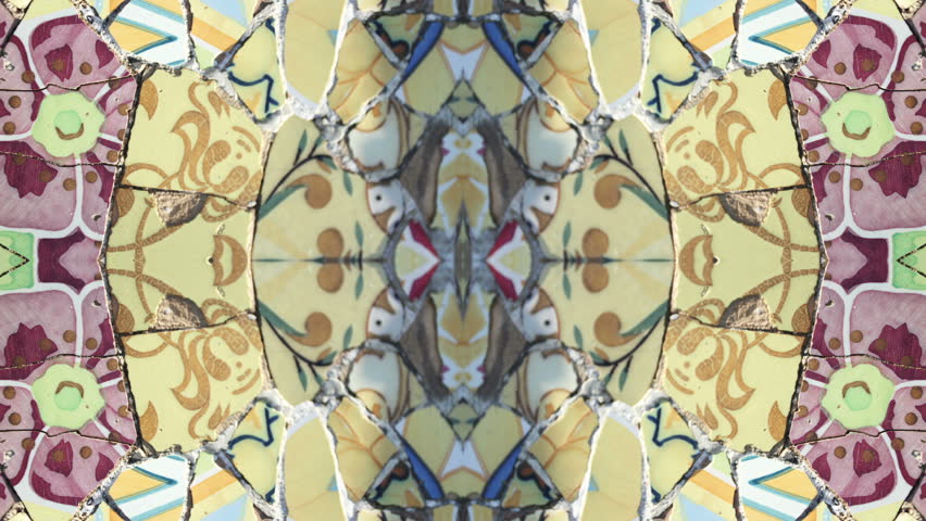 abstract montage made from images of ceramic tiles in Antoni GaudÃÂ­'s Park GÃÂ¼ell, barcelona, spain 