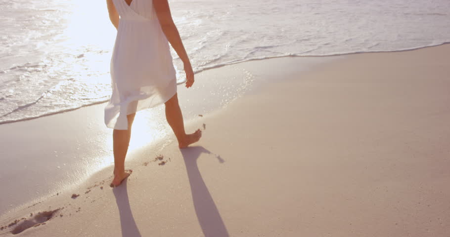 Girl in a white dress walking on the beach images Girl in a white dress walking on the beach images