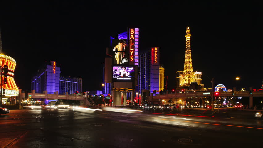 LAS VEGAS, NV, USA - NOVEMBER 1: In this time-lapse view, vehicles move through crossing on Las Vegas Blvd on November 1, 2009 in Las Vegas, NV, USA.