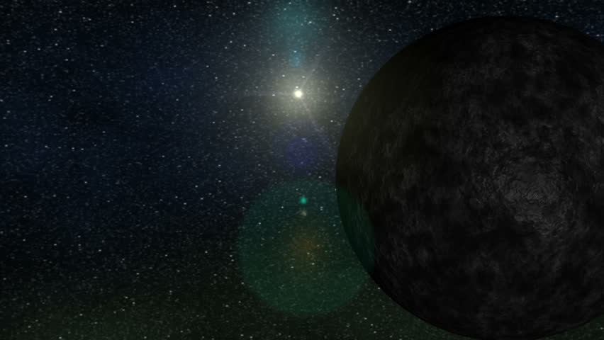 Artistic conception of the tenth discovered planet in our solar system. Eris is larger than and orbits 3 times as far from the sun as Pluto. Eris is considered a "plutoid", or "dwarf planet".