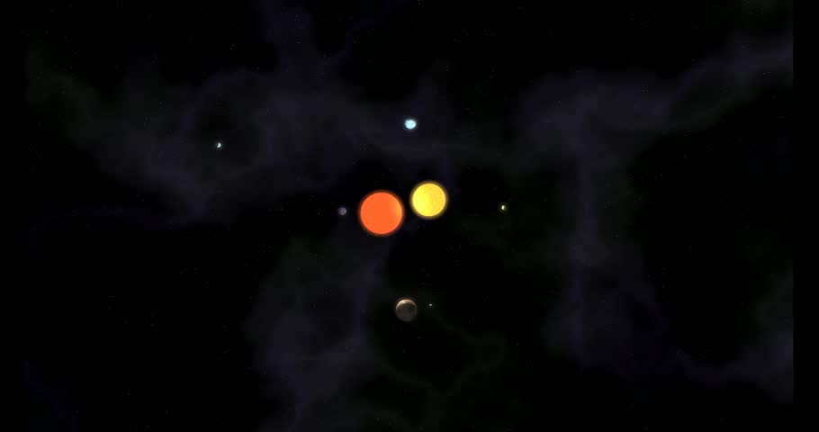 Solar system with a binary star and five planets
