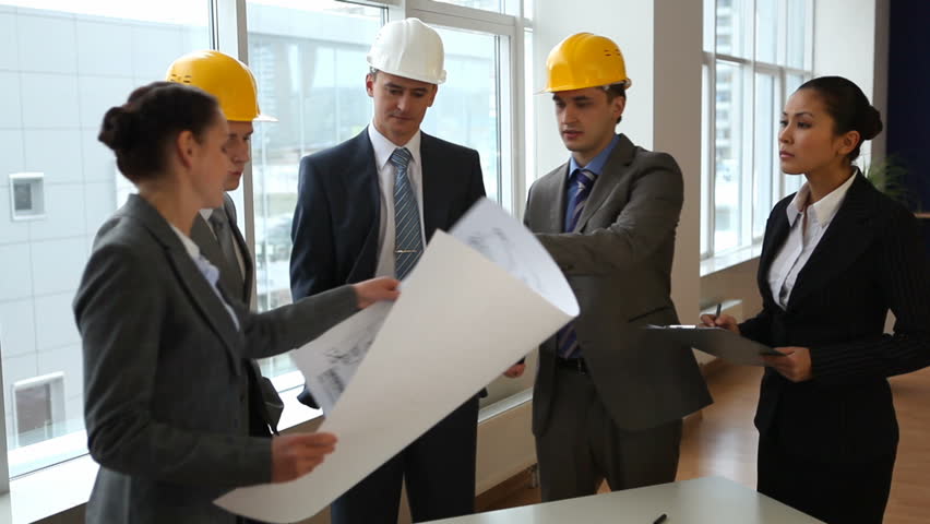 Business team discuss a architectural design