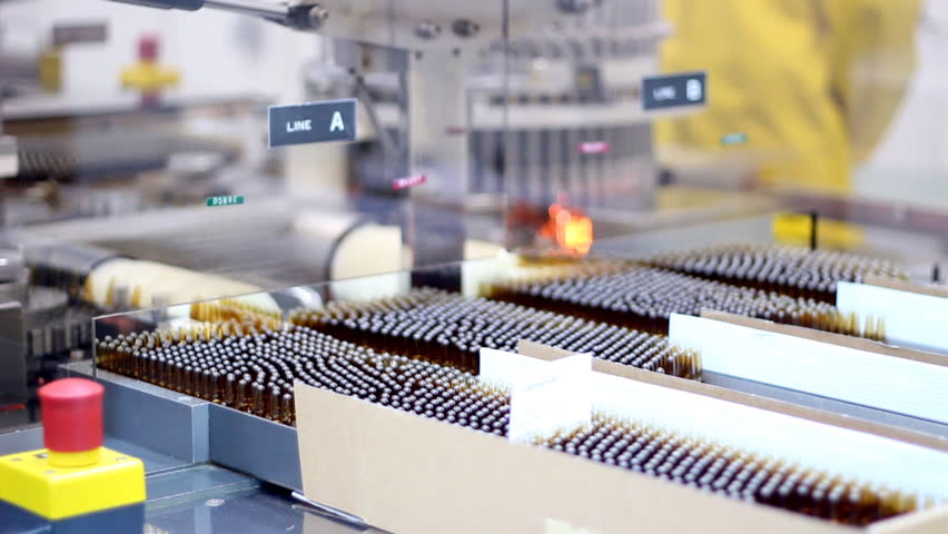 Packaging of ampules in the pharmaceutical factory.  HD 1080p.