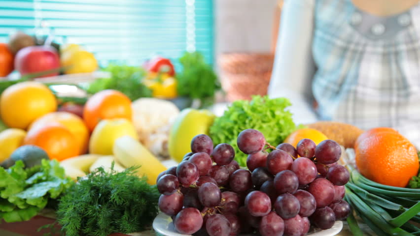 Fruits and vegetables in kitchen