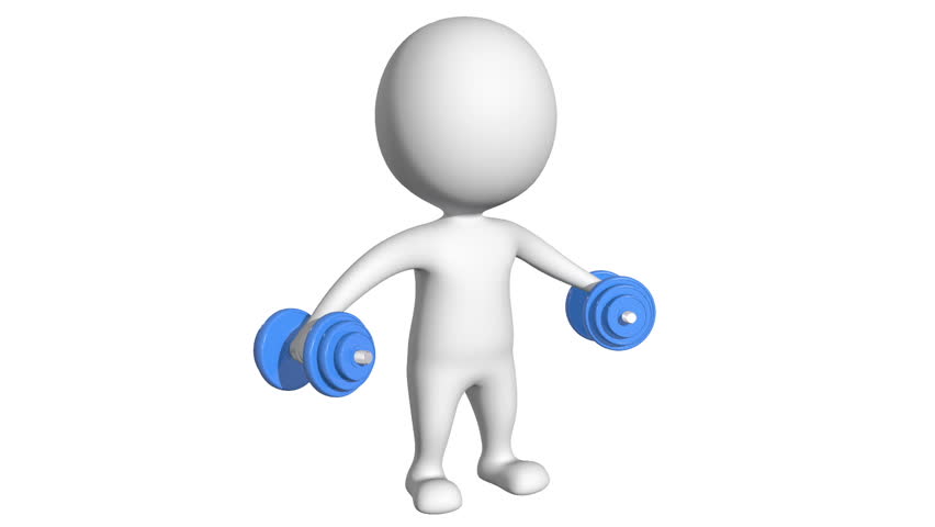 3D Man Lifting Hand Weights Animation. Man Working His ...