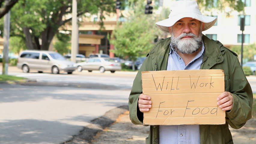 Image result for homeless man with sign
