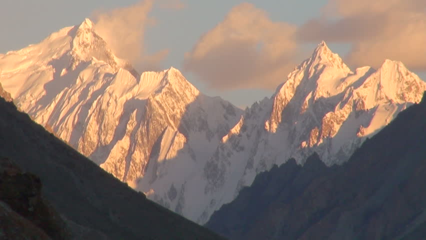 Last light fades over mighty Pakistan peaks in Hunza area