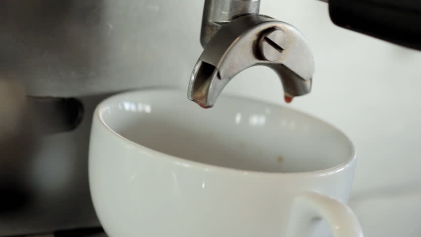 Close up of espresso coffee machine working