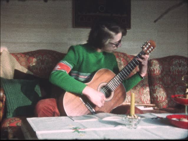 Guitar playing in the 1970s (vintage 8 mm amateur film)