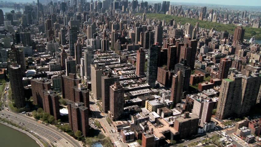 Aerial view of the Urban landscape of Upper East Manhattan and Central Park, New York, North America, USA