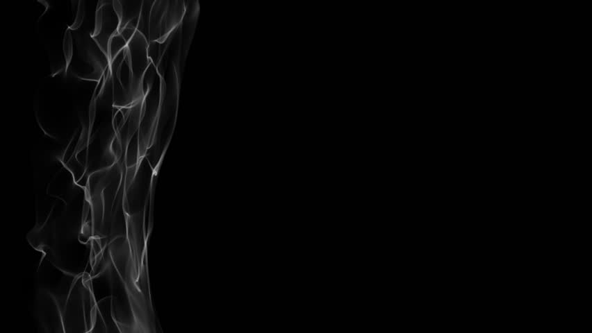 A ten-Second perfect loop of animated wispy thin white smoke slowly rising up left side of frame.