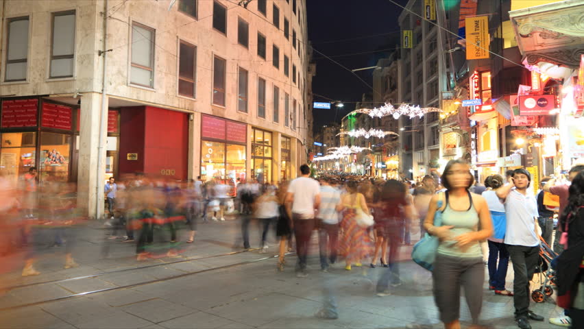 ISTANBUL, TURKEY - JULY 30: (Timelapse View) People walking around Istiklal Avenue, July 30, 2011, Istanbul, Turkey. Located in the historic Beyoglu District, ÃÂ°stiklal is one of the most famous avenues in Istanbul, Turkey.