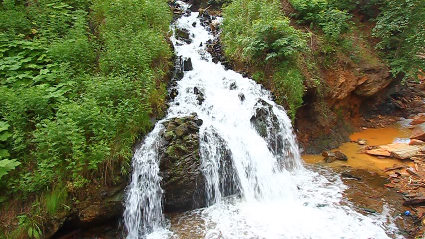 Cascades flow into Spearfish Canyon in the Black Hills National Forest of South Dakota