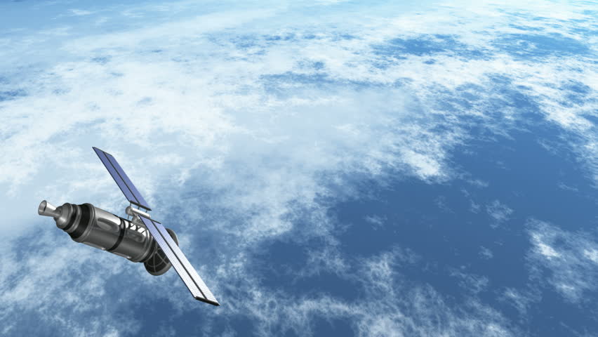 Satellite revolving over earths atmosphere HD