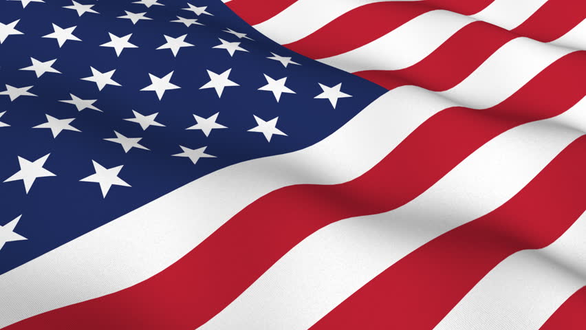 Flag of the USA slowly waving in the wind - seamless loop