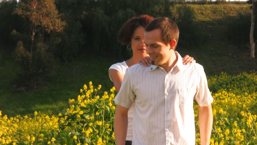 Happy couple hugging, smiling in 1080HD. Version 2.
