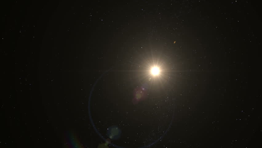 Vertical camera panning from the sun to the rotating Earth. Florida and the Caribbean are visible, followed by a large bright cloud layer. Elements of this image furnished by NASA