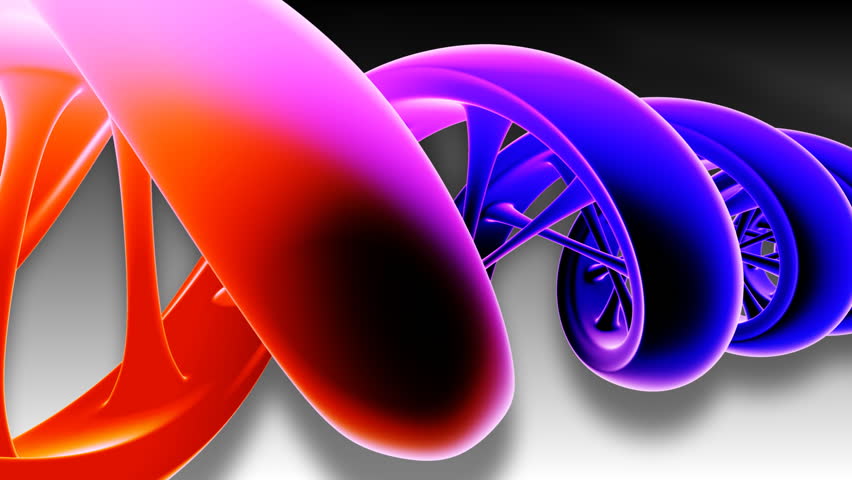 Blue and red animated DNA strand turns.