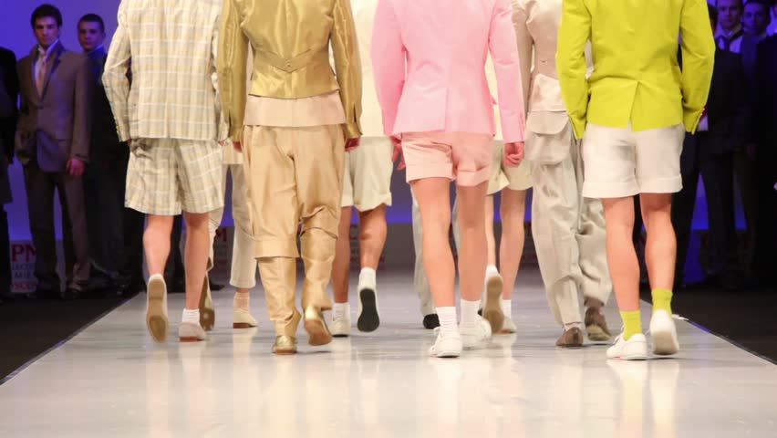 MOSCOW - FEBRUARY 22: Men wear light suits by Slava Zaytzev and walk the catwalk in the Collection Premiere Moscow, on February 22, 2011 in Moscow, Russia.