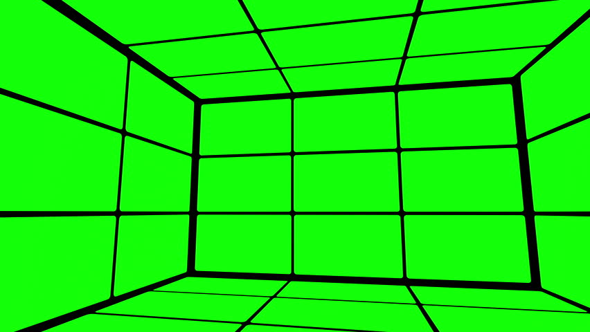 Green screen box design. You can use your custom footage replacing the green areas by using chroma key. Green is pure green so it's a one click keying.