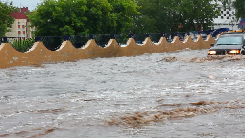 UFA, RUSSIA - JULY 10: Flooding in town streets after torrential rain, July 10, 2011, Ufa, Russia.