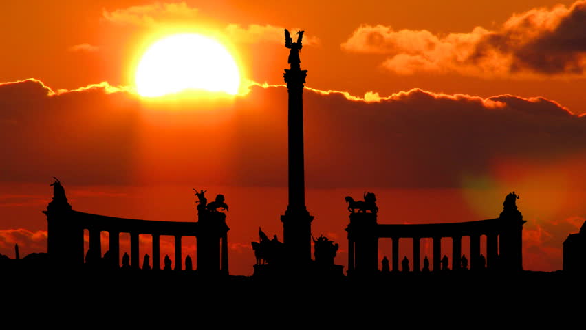  Part of World Heritage site. In the centre is Millennium Memorial with statues of the leaders of the seven tribes that founded Hungary in the 9th century 