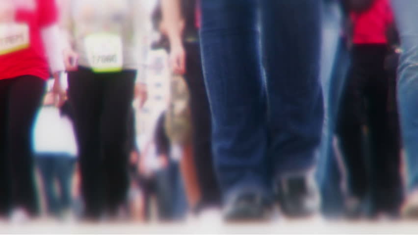 ECU of feet on bridge