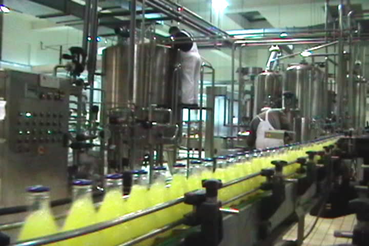bottles on the conveyor belt (beverage factory)