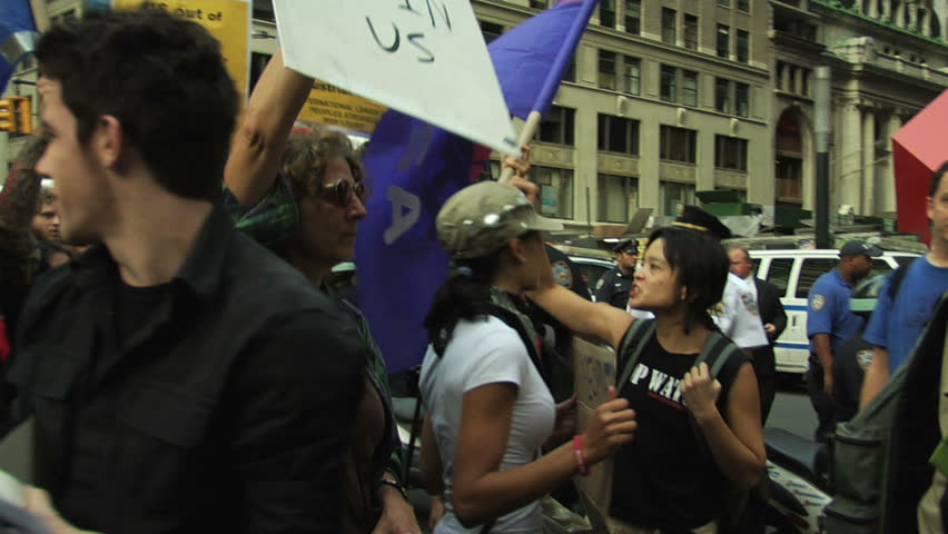 NEW YORK - SEPT 30: Protesters march to One Police Plaza on Day 14 of Occupy Wall Street September 30, 2011 in New York. 