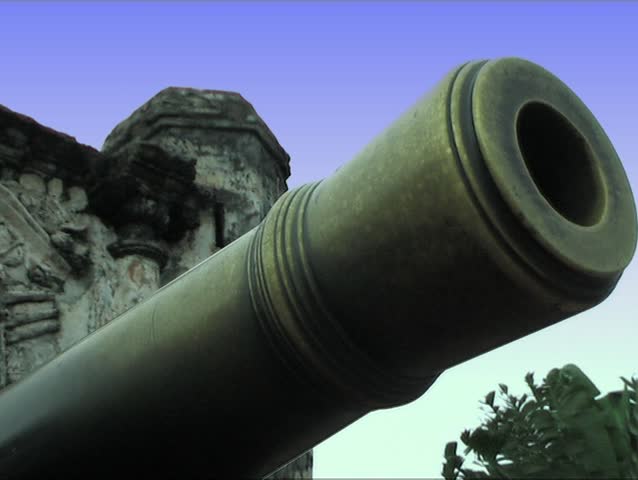 Cannon in front of old fort clip 2 