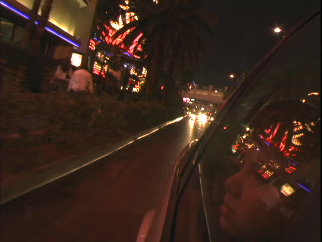 LAS VEGAS - CIRCA 2006: Tracking shot highlighting the beautiful fountains of the Bellagio Hotel in Las Vegas.