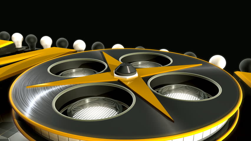 Movies sign 3D animation. Rendered in HD.