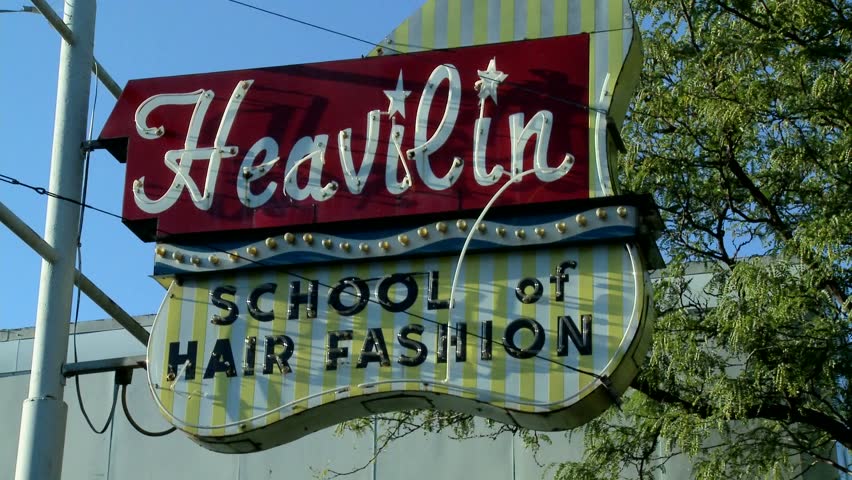 KANSAS CITY, MISSOURI - CIRCA 2009: A sign in Kansas City reads Heavilyn Beauty College.