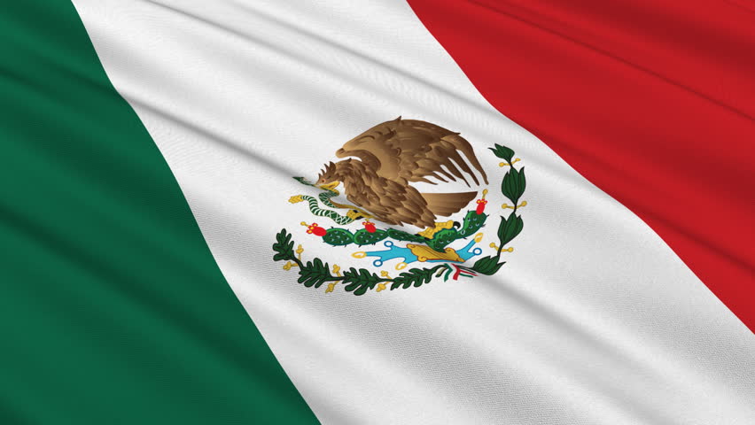 Flag of Mexico waving in the wind - highly detailed fabric texture - seamless looping