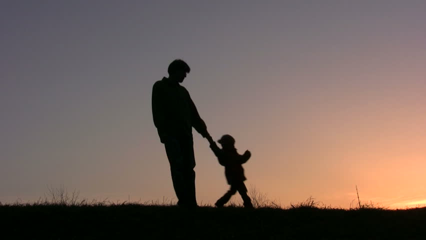 father rotate girl sunset