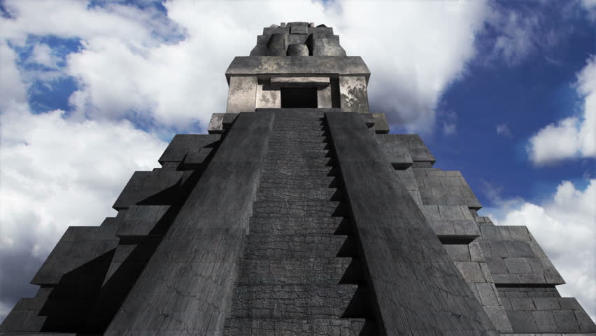 Maya Pyramid Clouds Timelapse Realistic 3D render Maya Pyramid composited with real clouds timelapse.