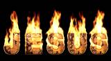 Word Jesus Christ In Flames letter title 
