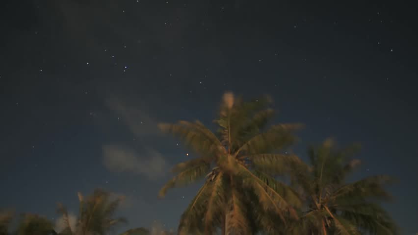 Time Lapse Sky at night, Manihi Lagoon, Tuamotos, French Polynesia