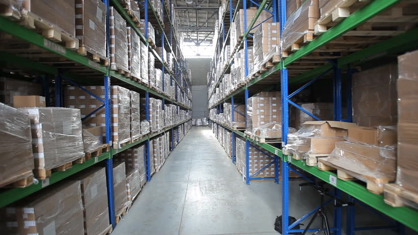 Industrial warehouse with boxes