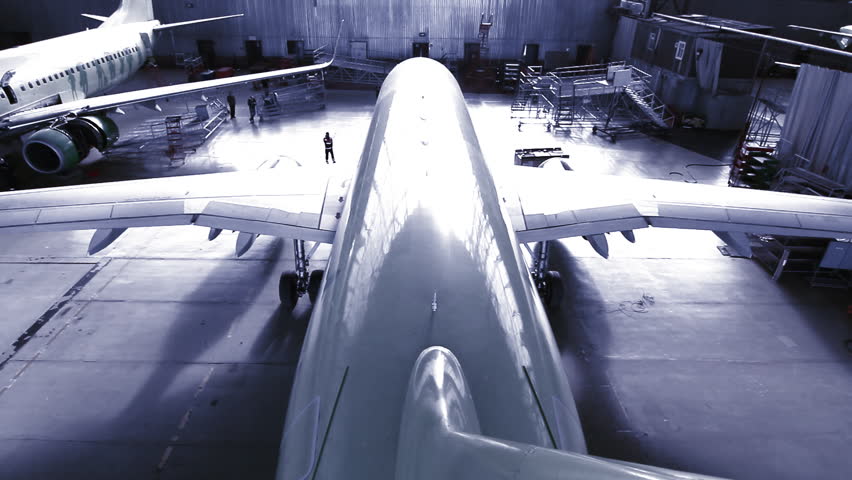 airline calls in the hangar