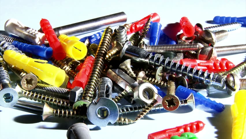 Screws, nuts and anchors. Moving.