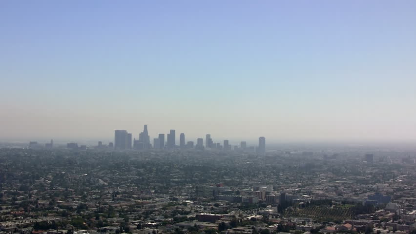 Los Angeles, California, shimmers in morning smog 