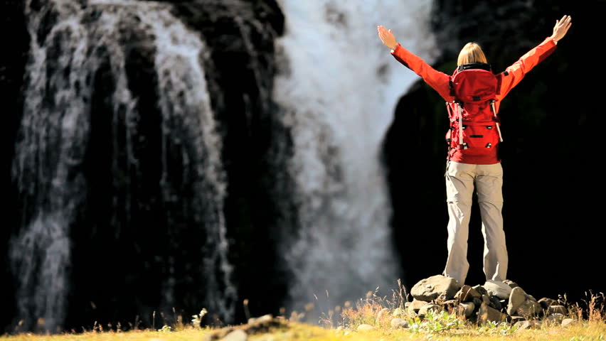 Female Celebrating Expedition Success