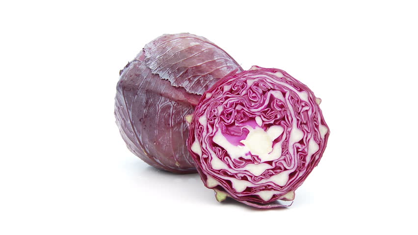 red cabbage rotating on white 