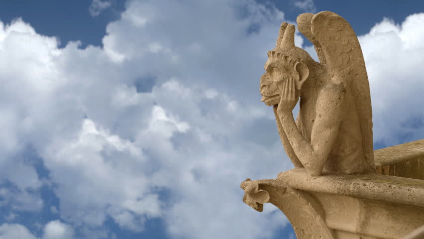 Gargoyle on Notre-Dame,Paris. Animated  photographs.