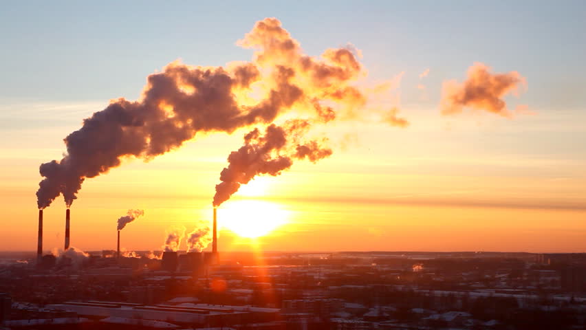 Smoke from pipe of thermal power station