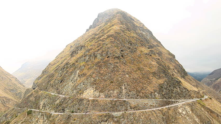 Ecuadorian train passing through Nariz Del Diablo, observe how the train is practically turn around