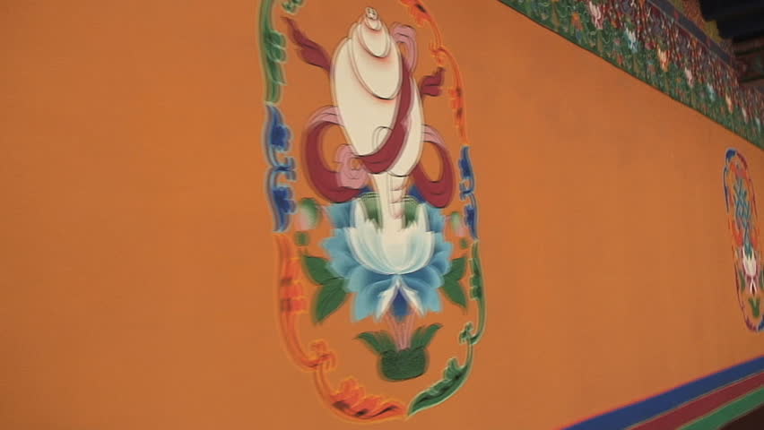Colorful Art of Tibetan Monastery Hallway